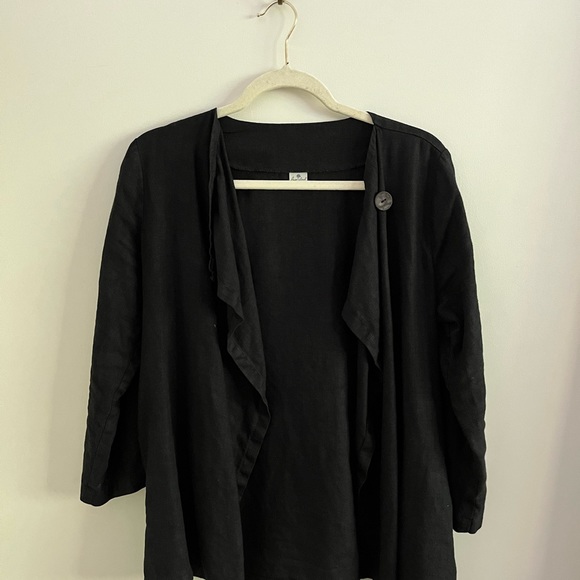 Black linen cardigan - 100% linen - Picture 2 of 7